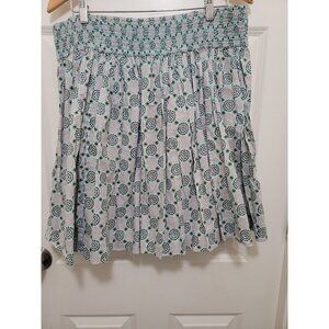 Floral Patterned Smocked Waist Multicolor Women's‎ Skirt With Lining Size XL